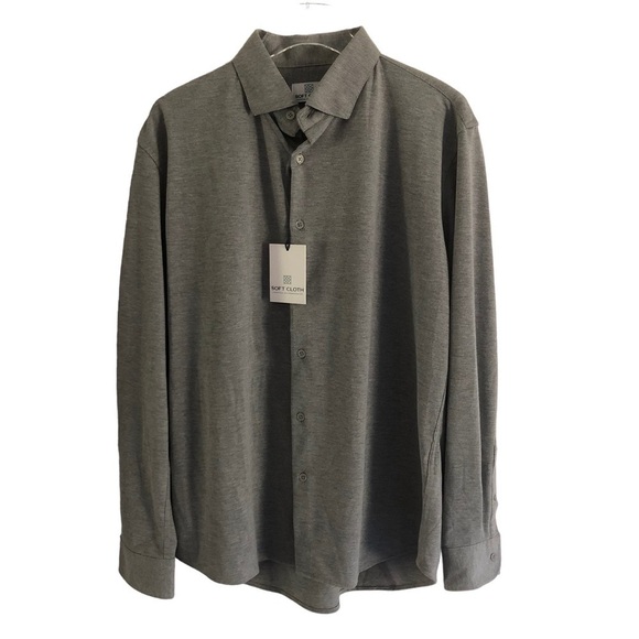 Soft Cloth Gray Long Sleeve Button Down Dress Shirt Large - Picture 1 of 7